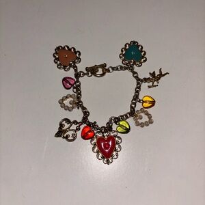 Vintage Colorful Heart Charm Bracelet